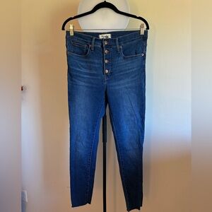 Madewell 9” mid rise skinny jeans, size 28